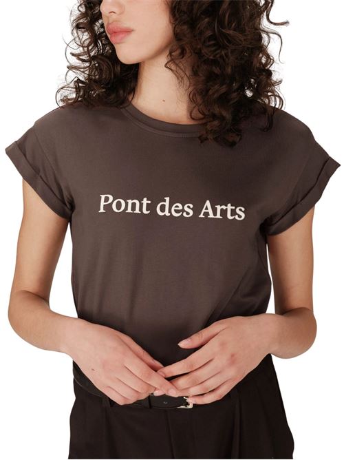 T-shirt con messaggio stampato in velluto Grace & Mila | FW2517060CH